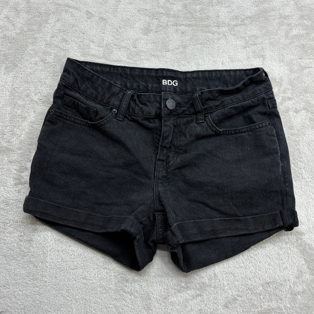 BDG Denim Shorts Women's 28 Black High Waisted Rolled Hem Grunge Edgy Festivsl